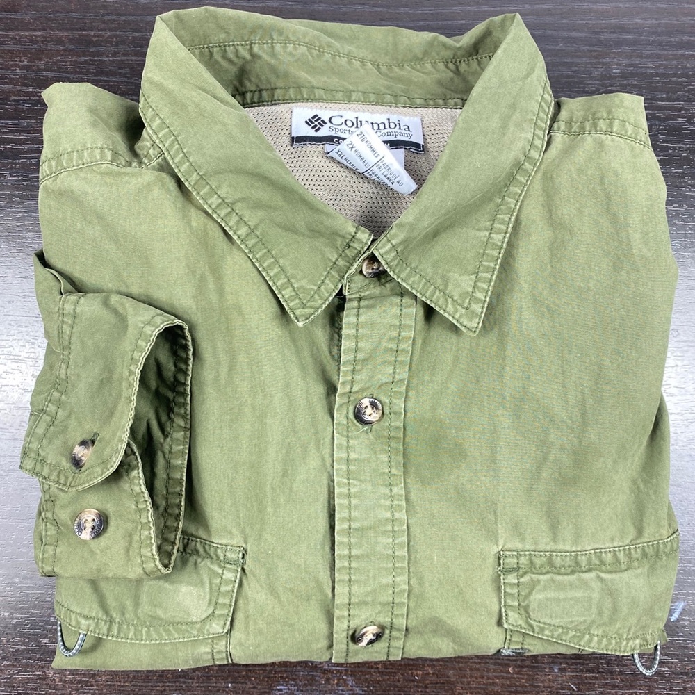Columbia green vented outdoor fishing long sleeve